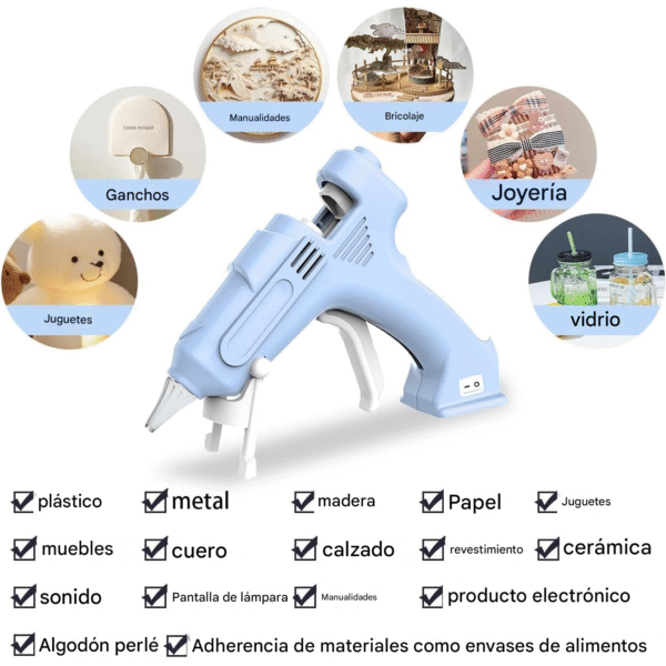 Pistola de Pegamento Inalámbrica Recargable para Manualidades - Imagen 17