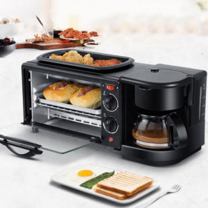 Estación de Desayuno 3 en 1 con Horno, Sartén y Cafetera