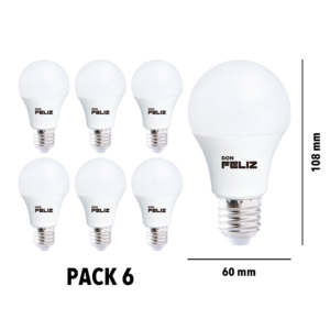 Pack de 6 Bombillas LED A60 E27 Luz Blanca Fría 6500K