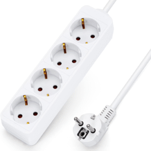Don Feliz Regleta Alargador 4 Enchufes Tipo Schuko sin Interruptor, Base Múltiple 16A 250V 3680W, Cable 3G1,5 mm² 1,5 m / 3 m / 5 m | Blanco