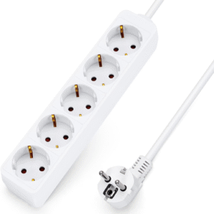Don Feliz Regleta Alargador 5 Enchufes Tipo Schuko sin Interruptor, Base Múltiple 16A 250V 3680W, Cable 3G1,5 mm² 1,5 m / 3 m / 5 m | Blanco