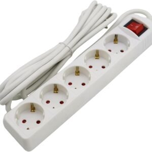 Don Feliz Regleta Alargadora 5 Tomas Schuko con Interruptor, Base Múltiple de Enchufes 16A 250V 3680W, Protección Infantil, Cable 3G1,5 mm² 1,5 m / 3 m / 5 m