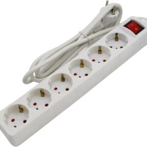 Don Feliz Regleta Alargador 6 Enchufes Schuko con Interruptor, Base Múltiple 16A 250V 3680W, Protección Infantil, Cable 3G1,5 mm² 1,5 m / 3 m / 5 m