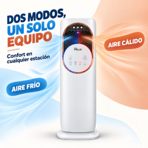 Ventilador de Torre 4 en 1 con Aire Frío y Caliente, Humidificación, Oscilación de 80° y Mando a Distancia