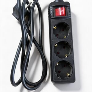 Regleta alargador 3 enchufes Schuko con interruptor | 16A 250V 3680W | Cable 3G1,5 mm² 1,5/3/5 m | Uso interior | Color negro