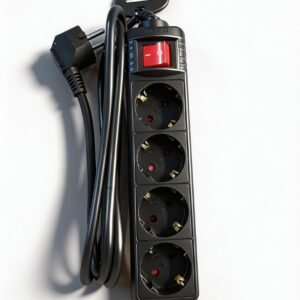 Regleta alargador 4 enchufes Schuko con interruptor | 16A 250V 3680W | Cable 3G1,5 mm² 1,5/3/5 m | Uso interior | Color negro