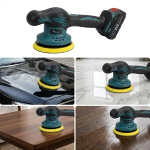 Pulidora Eléctrica para Coche 21V 600W, Máquina de Pulir Inalámbrica de 150mm (6"), 11000 RPM con 8 Velocidades, Kit Portátil para Detallado de Automóvil, Madera y Suelos, con Batería