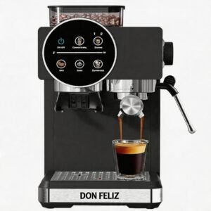 Cafetera Espresso Profesional con Molinillo 1350W 20 Bares Depósito 1.8L Tolva 100g Espumador Leche para Capuchino y Latte Máquina de Café Hogar Negro