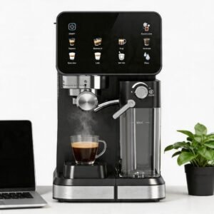 Cafetera Espresso Profesional 20 Bares 1350W con Sistema de Leche Automático y Pantalla LCD