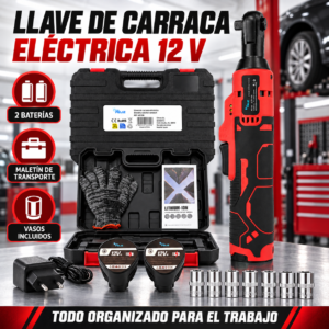 Llave de carraca inalámbrica 12 V con 2 baterías