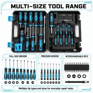 Juego de Destornilladores Multifunción 45 Piezas con Destornilladores de Precisión, 25 Puntas, Eje Flexible, Magnetizador y Maletín, Kit de Herramientas para Bricolaje, Reparación del Hogar, Muebles, Electrónica y Automóvil