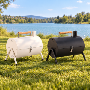 Barbacoa plegable tipo barril de doble superficie