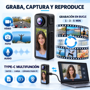 Mini cámara Wi-Fi 4K con pantalla