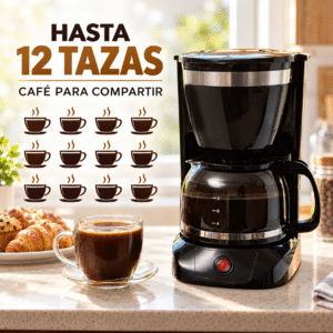 Cafetera de Goteo para 12 Tazas con Filtro Reutilizable y Función Mantener Caliente