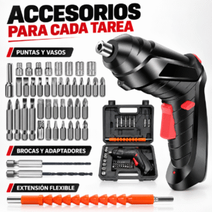 Taladro Atornillador Inalámbrico de Litio con Accesorios y Maletín