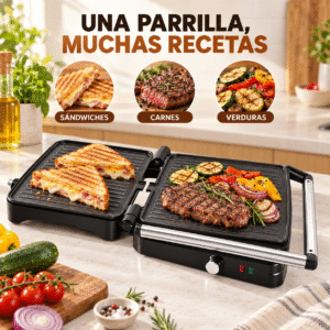 Parrilla de contacto con temperatura regulable