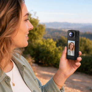 Mini Cámara Wi-Fi 4K con Pantalla de 1,97", Grabación de Vídeo, Foto y Audio, App Wind Recorder, Grabación en Bucle, Type-C y Cámara para PC