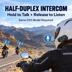Intercomunicador Inalámbrico para Casco de Moto, Música Compartida, Comunicación Semidúplex, Altavoces y Micrófono, Asistente de Voz y Carga Tipo-C