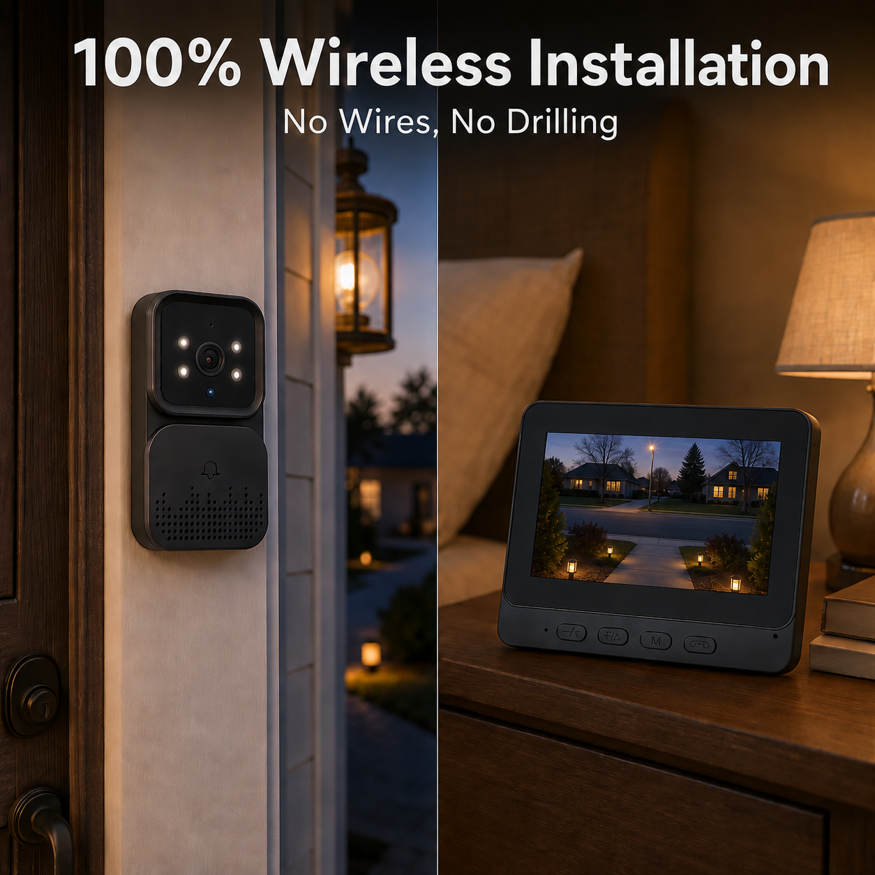 Timbre Inalámbrico con Vídeo 2.4G y Pantalla Interior, Intercomunicador, Captura Automática de Fotos, Grabación con Tarjeta TF y Carga USB Type-C - Imagen 3