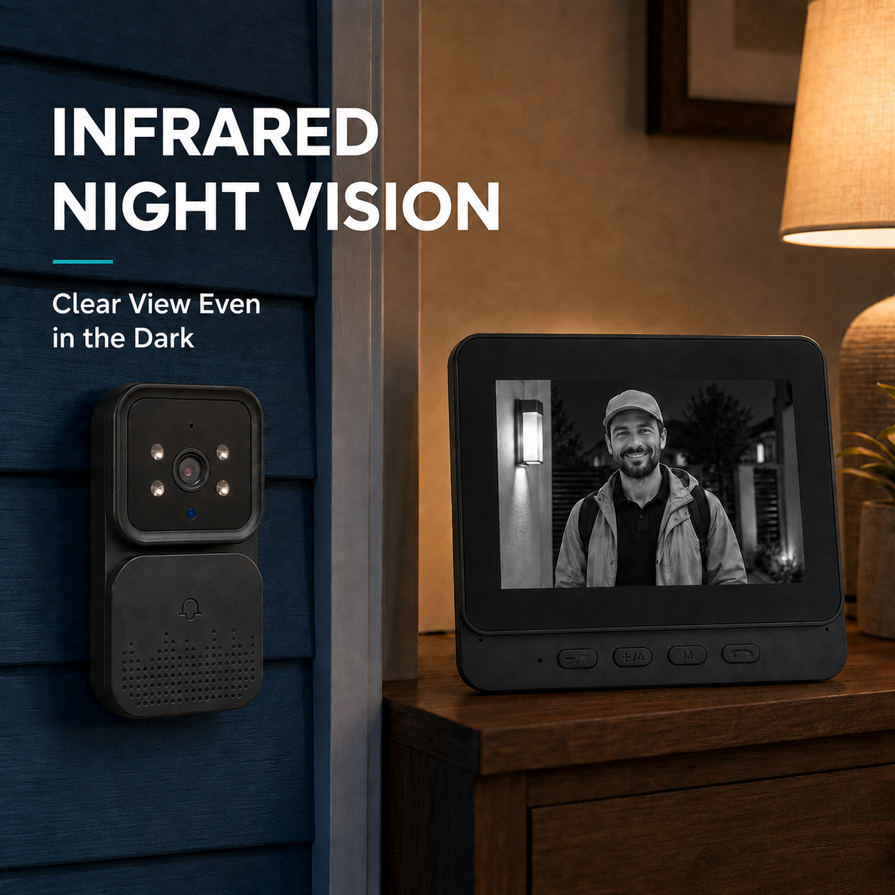 Timbre Inalámbrico con Vídeo 2.4G y Pantalla Interior, Intercomunicador, Captura Automática de Fotos, Grabación con Tarjeta TF y Carga USB Type-C - Imagen 4