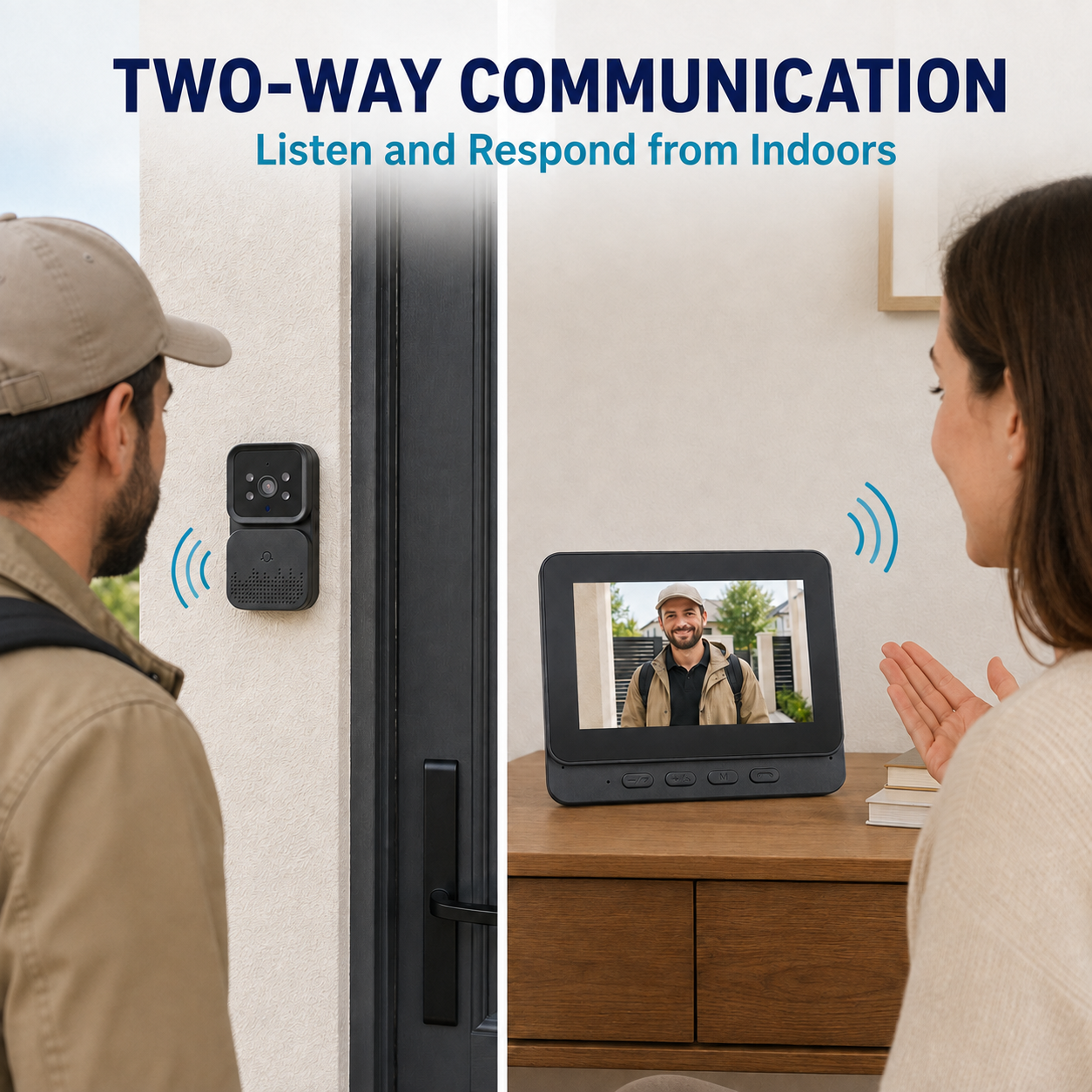 Timbre Inalámbrico con Vídeo 2.4G y Pantalla Interior, Intercomunicador, Captura Automática de Fotos, Grabación con Tarjeta TF y Carga USB Type-C - Imagen 6