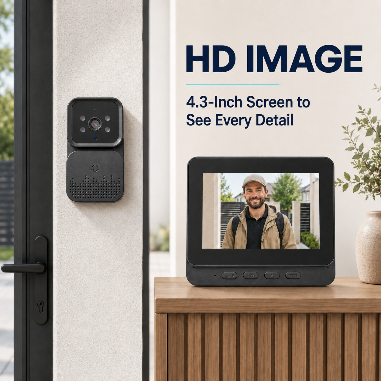 Timbre Inalámbrico con Vídeo 2.4G y Pantalla Interior, Intercomunicador, Captura Automática de Fotos, Grabación con Tarjeta TF y Carga USB Type-C - Imagen 9