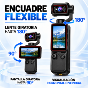 Cámara portátil 1080P Wi-Fi con pantalla giratoria
